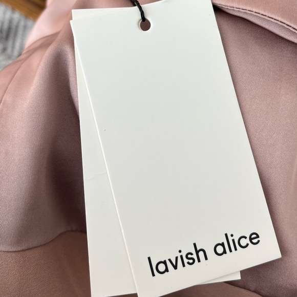 NWT Lavish Alice Mink Pleated Bardot Satin Mix Midi Dress - Picture 5 of 6